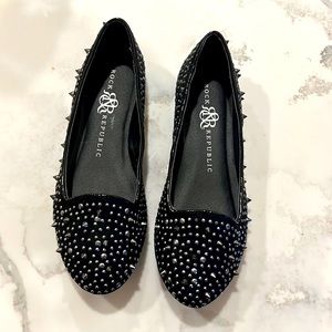 New Womens Rock & Republic Studded Flats - Black - Size 6.5